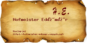 Hofmeister Edömér névjegykártya